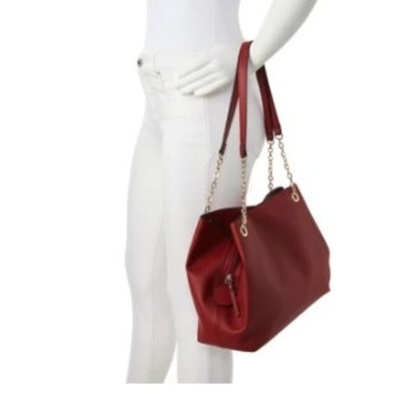 CLOSET CLEAR-OUT! Mathew + Julian Red Triple Entry Bag with Chain Strap - Picture 3 of 12